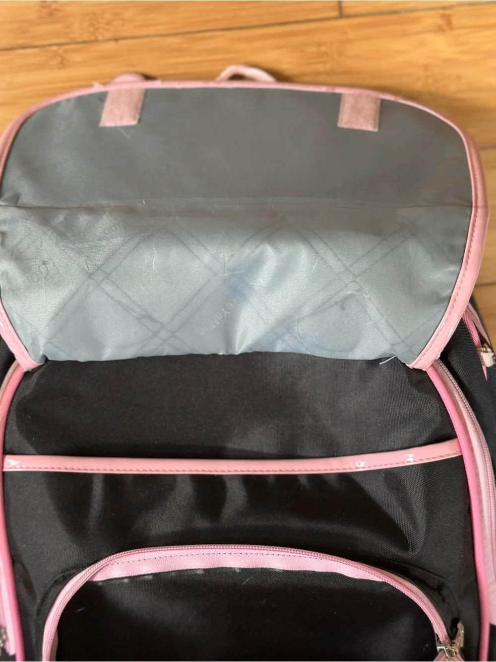 Black Backpack with Pink Trim & Cute Cat Face